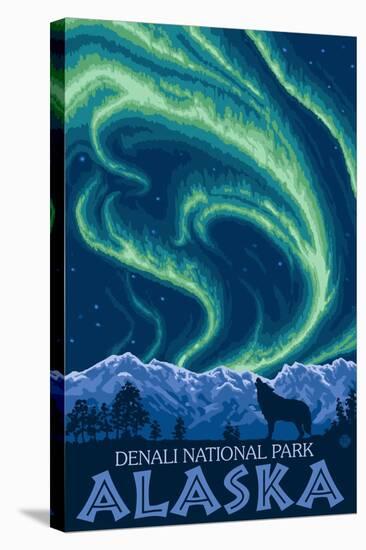 Northern Lights, Denali National Park, Alaska-Lantern Press-Stretched Canvas