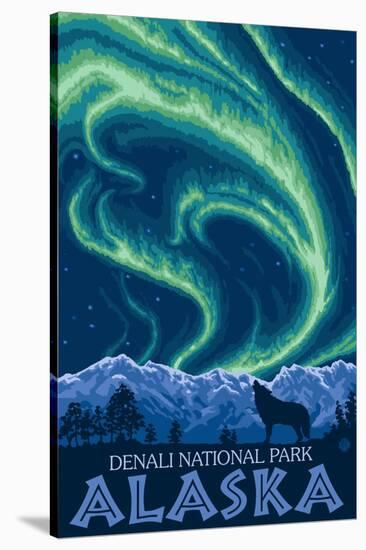 Northern Lights, Denali National Park, Alaska-Lantern Press-Stretched Canvas