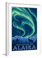 Northern Lights, Denali National Park, Alaska-Lantern Press-Framed Art Print