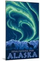 Northern Lights, Denali National Park, Alaska-Lantern Press-Mounted Art Print