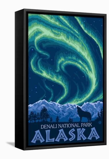 Northern Lights, Denali National Park, Alaska-Lantern Press-Framed Stretched Canvas