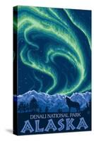 Northern Lights, Denali National Park, Alaska-Lantern Press-Stretched Canvas