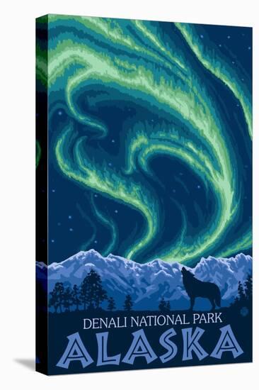 Northern Lights, Denali National Park, Alaska-Lantern Press-Stretched Canvas