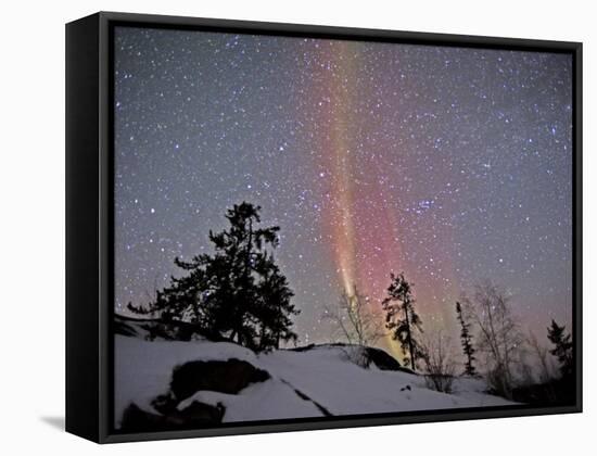 Northern Lights During Snow, Northwest Territories, March 2008, Canada-Eric Baccega-Framed Stretched Canvas