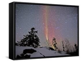 Northern Lights During Snow, Northwest Territories, March 2008, Canada-Eric Baccega-Framed Stretched Canvas