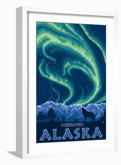 Northern Lights, Fairbanks, Alaska-Lantern Press-Framed Art Print