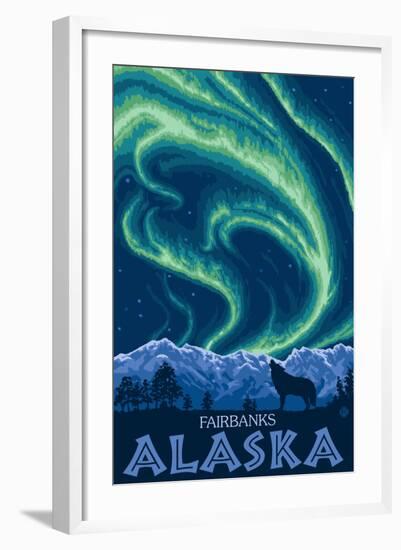 Northern Lights, Fairbanks, Alaska-Lantern Press-Framed Art Print