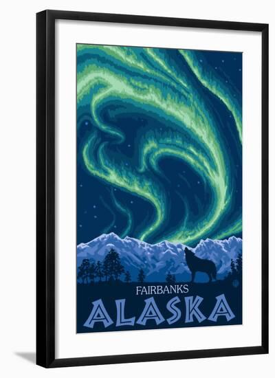 Northern Lights, Fairbanks, Alaska-Lantern Press-Framed Art Print