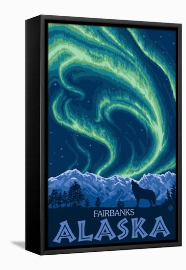 Northern Lights, Fairbanks, Alaska-Lantern Press-Framed Stretched Canvas