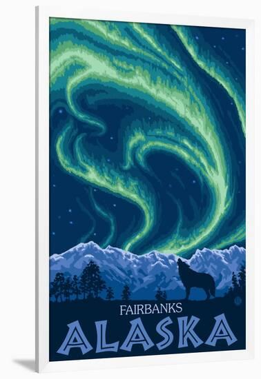 Northern Lights, Fairbanks, Alaska-Lantern Press-Framed Art Print