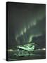 Northern Lights Illuminate a Snow-Covered Maule M-5, Fairbanks, Alaska, USA-Hugh Rose-Stretched Canvas