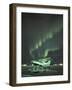 Northern Lights Illuminate a Snow-Covered Maule M-5, Fairbanks, Alaska, USA-Hugh Rose-Framed Photographic Print