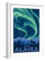 Northern Lights, Juneau, Alaska-Lantern Press-Framed Art Print