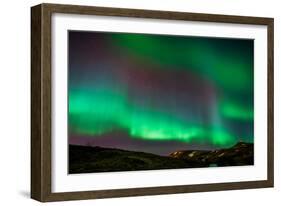 Northern Lights or Aurora Borealis over Mt. Ulfarsfell, Near Reykjavik, Iceland-Arctic-Images-Framed Photographic Print