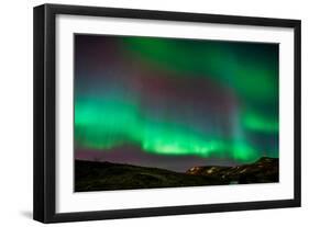 Northern Lights or Aurora Borealis over Mt. Ulfarsfell, Near Reykjavik, Iceland-Arctic-Images-Framed Photographic Print