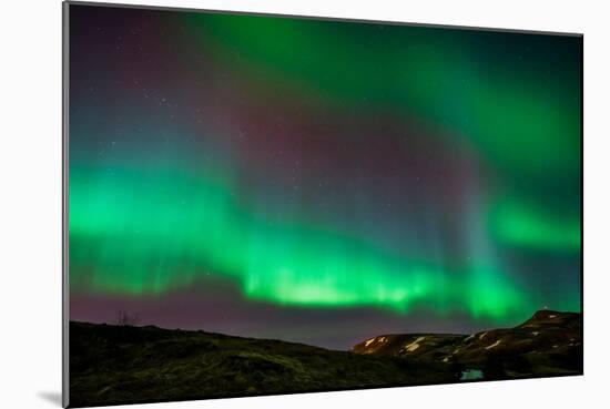 Northern Lights or Aurora Borealis over Mt. Ulfarsfell, Near Reykjavik, Iceland-Arctic-Images-Mounted Photographic Print