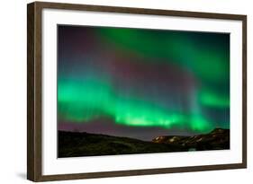 Northern Lights or Aurora Borealis over Mt. Ulfarsfell, Near Reykjavik, Iceland-Arctic-Images-Framed Photographic Print