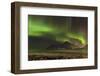 Northern lights over Flakstad and Skagsanden beach. The coast near Flakstad, island Flakstadoya. Th-Martin Zwick-Framed Photographic Print