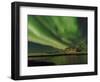 Northern Lights over Flakstadoya. The Lofoten Islands in northern Norway during winter.-Martin Zwick-Framed Photographic Print