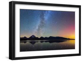 Northern Lights over Jackson Lake Pano-Darren White Photography-Framed Photographic Print