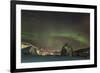 Northern Lights over Port City in Norway in Winter with Stars and Stones in the Foreground-Niki Haselwanter-Framed Photographic Print