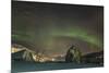 Northern Lights over Port City in Norway in Winter with Stars and Stones in the Foreground-Niki Haselwanter-Mounted Photographic Print