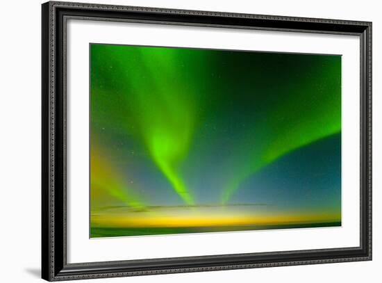 Northern Lights over the Sea, Beaufort Sea, ANWR, Alaska, USA-Steve Kazlowski-Framed Photographic Print