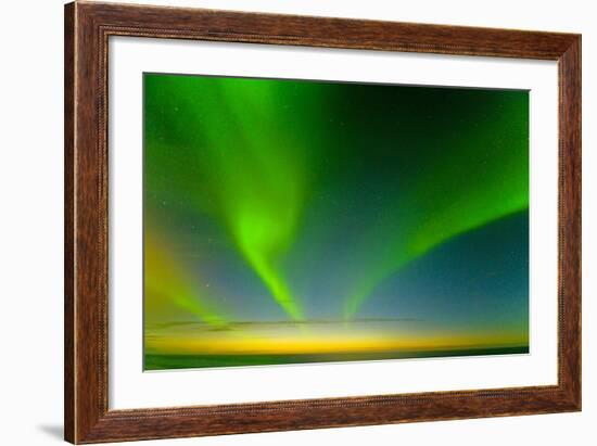 Northern Lights over the Sea, Beaufort Sea, ANWR, Alaska, USA-Steve Kazlowski-Framed Photographic Print