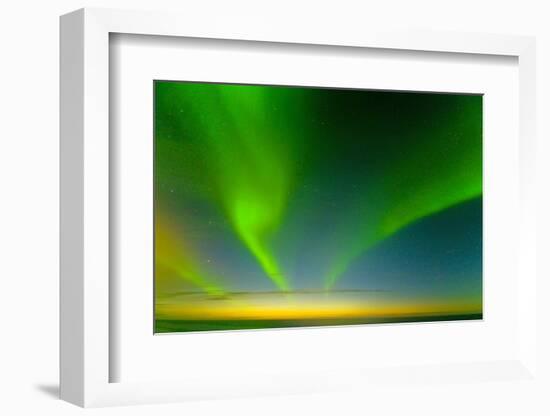 Northern Lights over the Sea, Beaufort Sea, ANWR, Alaska, USA-Steve Kazlowski-Framed Photographic Print