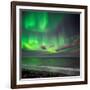 Northern Lights over the Waves Breakiing on the Beach in Seltjarnarnes, Reykjavik, Iceland-Ragnar Th Sigurdsson-Framed Photographic Print