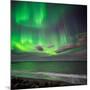 Northern Lights over the Waves Breakiing on the Beach in Seltjarnarnes, Reykjavik, Iceland-Ragnar Th Sigurdsson-Mounted Photographic Print