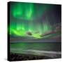 Northern Lights over the Waves Breakiing on the Beach in Seltjarnarnes, Reykjavik, Iceland-Ragnar Th Sigurdsson-Stretched Canvas