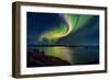 Northern Lights over Thingvallavatn or Lake Thingvellir. Thingvellir National Park. Iceland-null-Framed Photographic Print