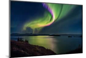 Northern Lights over Thingvallavatn or Lake Thingvellir. Thingvellir National Park. Iceland-null-Mounted Photographic Print