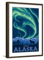 Northern Lights, Yukon, Alaska-Lantern Press-Framed Art Print