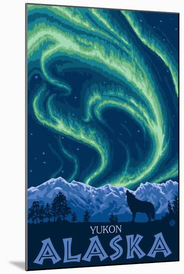 Northern Lights, Yukon, Alaska-Lantern Press-Mounted Art Print