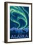 Northern Lights, Yukon, Alaska-Lantern Press-Framed Art Print