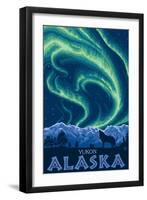 Northern Lights, Yukon, Alaska-Lantern Press-Framed Art Print