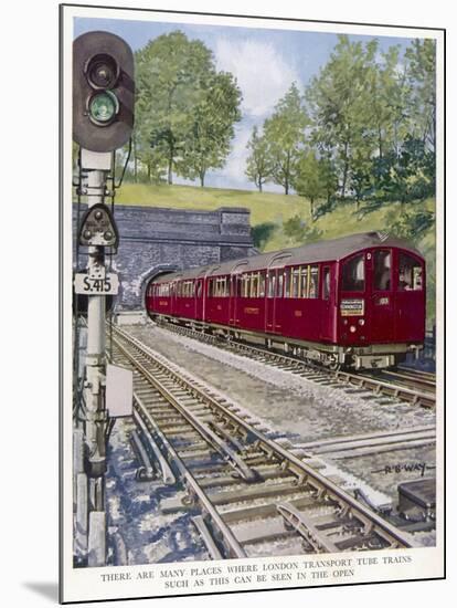 Northern Line Train on It's Way to Kennington Via Charing Cross Emerges Overground from a Tunnel-Raymond Way-Mounted Art Print