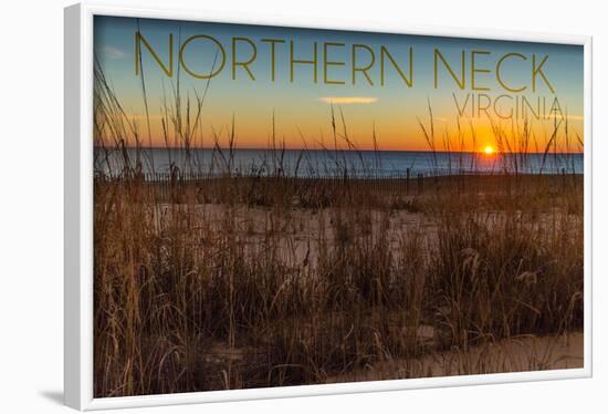 Northern Neck, Virginia - Beach and Sunrise-Lantern Press-Framed Art Print