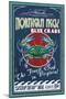 Northern Neck, Virginia - Blue Crab Vintage Sign-Lantern Press-Mounted Art Print
