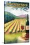 Northern Neck, Virginia - Vineyard Scene-Lantern Press-Stretched Canvas