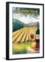 Northern Neck, Virginia - Vineyard Scene-Lantern Press-Framed Art Print