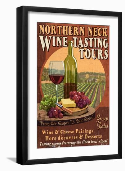 Northern Neck, Virginia - Wine Vintage Sign-Lantern Press-Framed Art Print