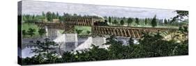 Northern Pacific Railroad Bridge over the Mississippi River at Brainerd, Minnesota, 1871-null-Stretched Canvas