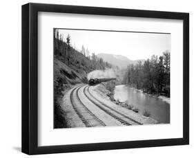 Northern Pacific Train in Yakima Canyon, 1915-Asahel Curtis-Framed Giclee Print