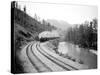 Northern Pacific Train in Yakima Canyon, 1915-Asahel Curtis-Stretched Canvas