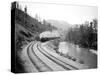 Northern Pacific Train in Yakima Canyon, 1915-Asahel Curtis-Stretched Canvas