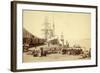 Northern Pacific Wharf, Tacoma, Washington, ca. 1890-Thomas Rutter-Framed Giclee Print