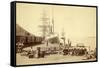 Northern Pacific Wharf, Tacoma, Washington, ca. 1890-Thomas Rutter-Framed Stretched Canvas